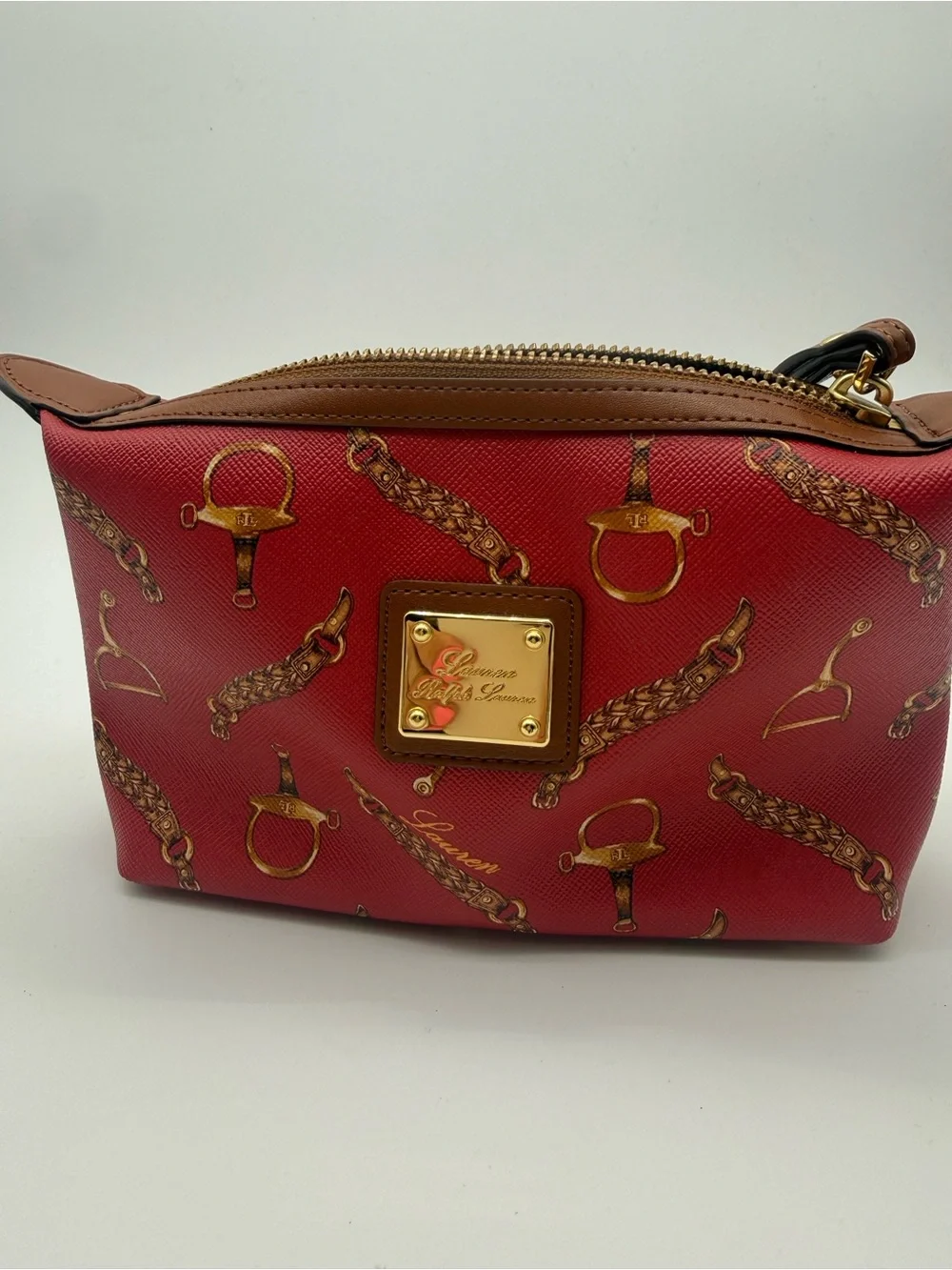 Vintage Lauren Ralph Lauren Red Equestrian Wristlet Y2K Equestrian print